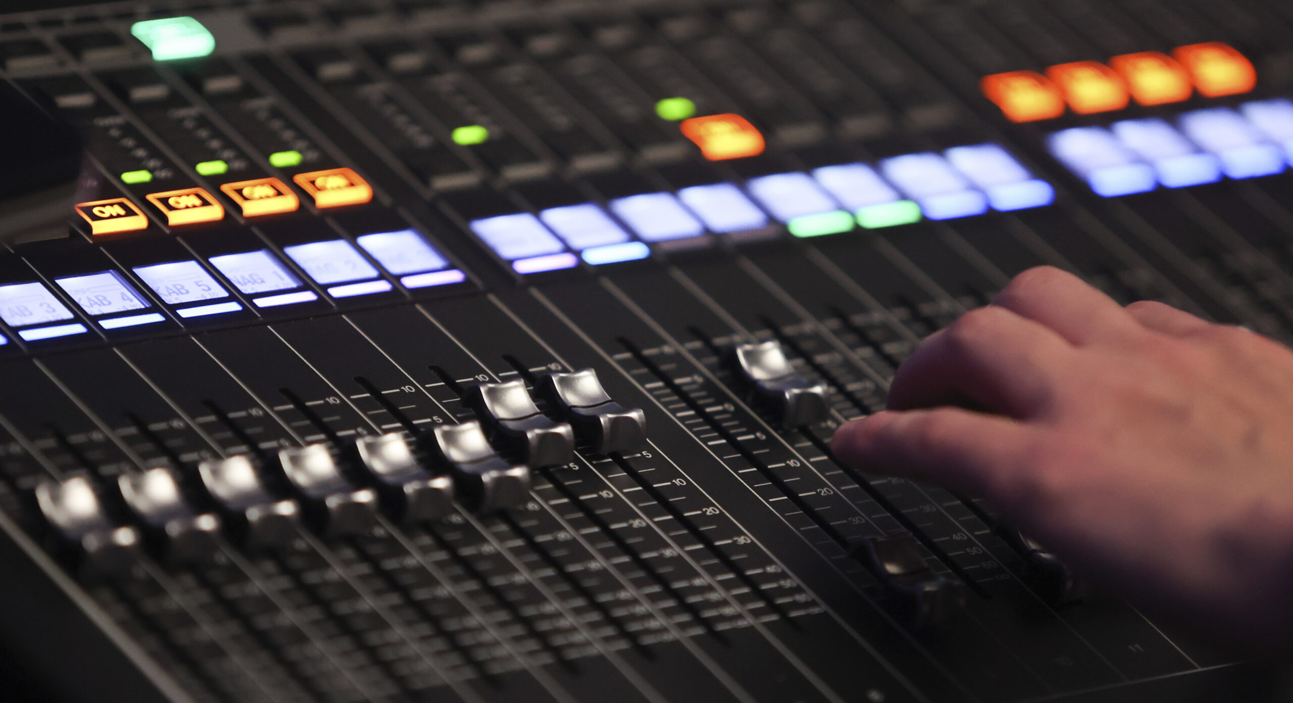 A person operates a radio console in Krakow, Poland on February 3, 2023